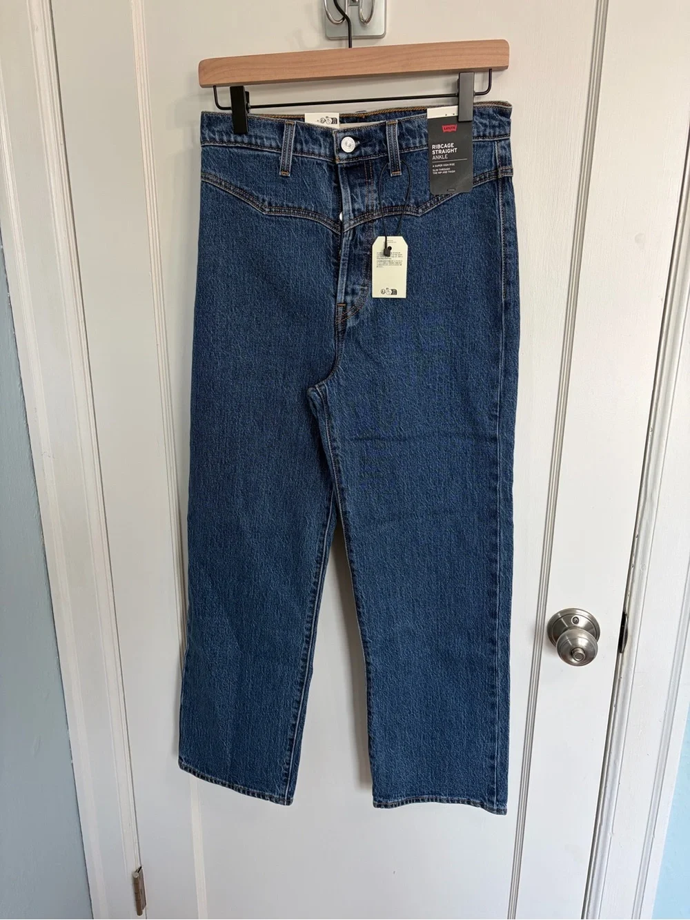 NWT Levi’s Ribcage Straight Ankle High Rise Jeans Dark Wash 28x27